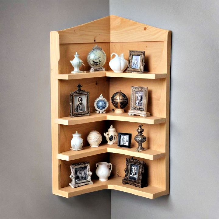 corner shelf designed for collectibles