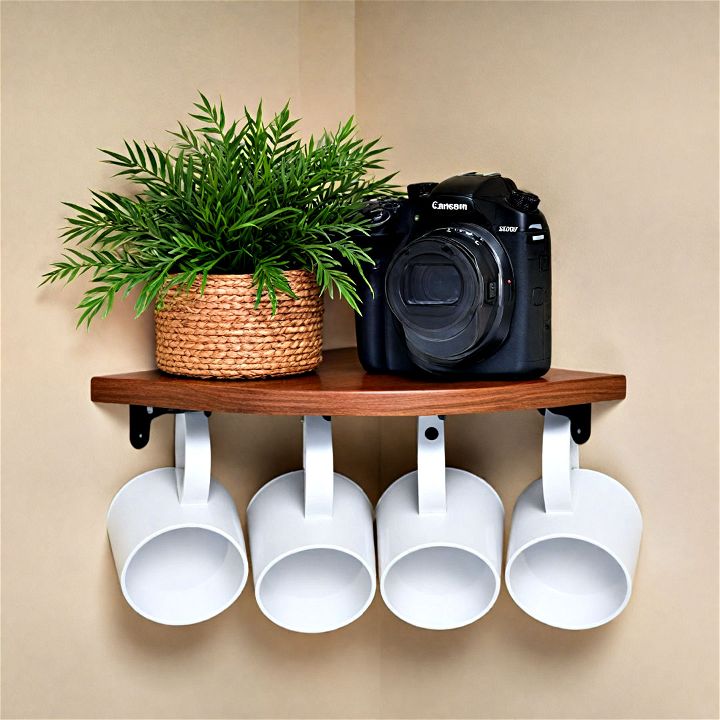 corner shelf with cup holders