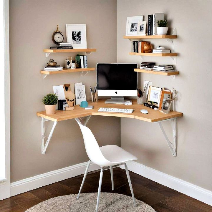 corner wall mounted desk for small spaces