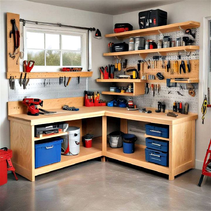 corner workbench to maximize every inch of your garage