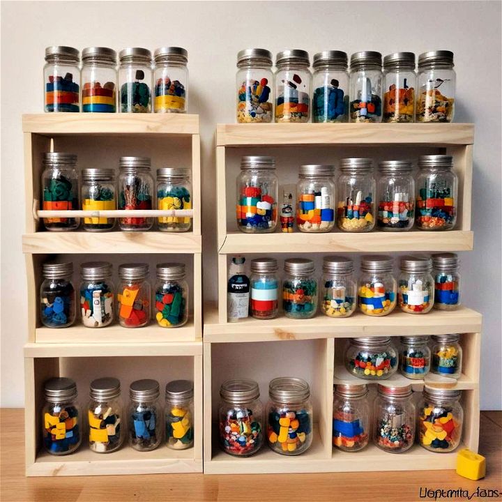 cost effective DIY upcycled jars for lego storage