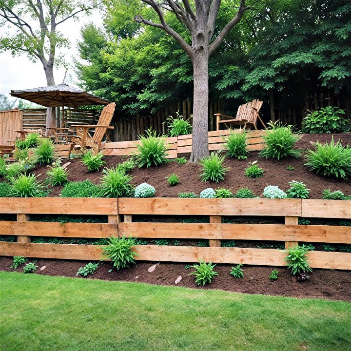 cost effective and sturdy pallet retaining wall