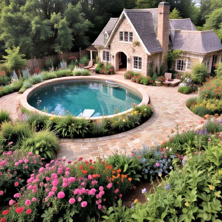 cottage garden surround for pool deck