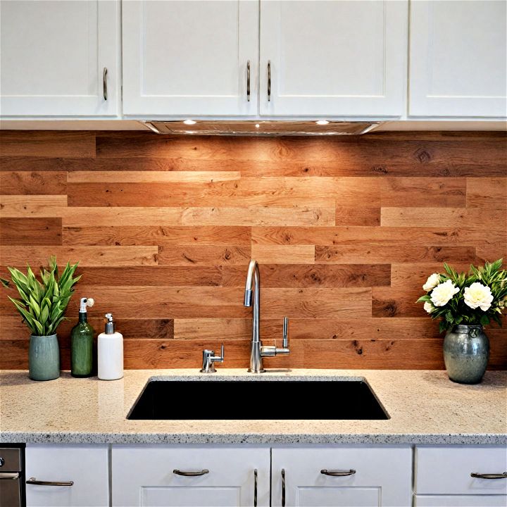 cozy and inviting wood accent kitchen backsplash