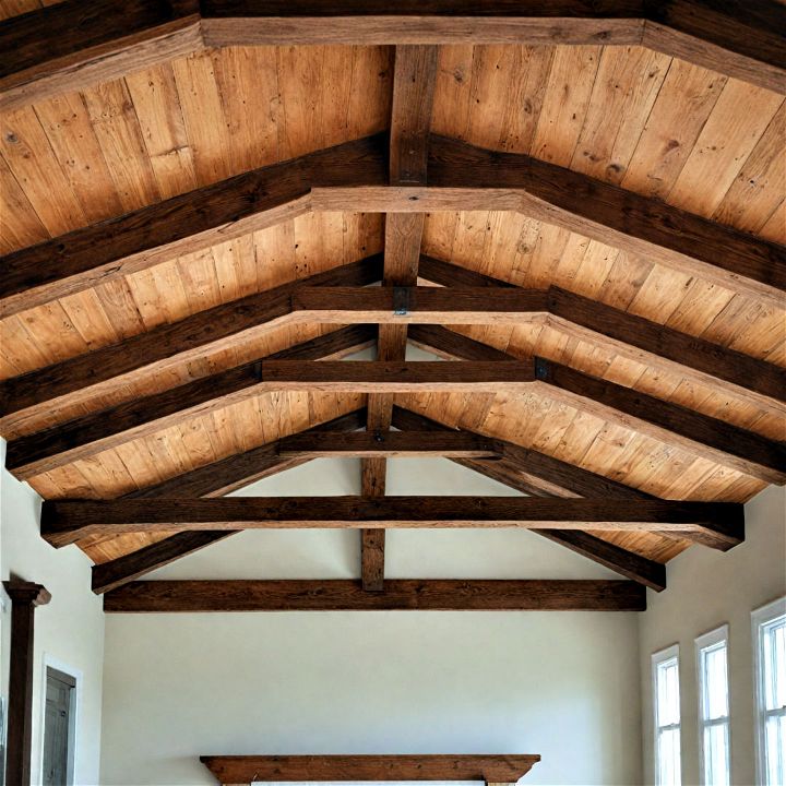 cozy and rustic wooden ceiling beams