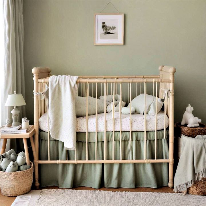 cozy comfort with sage green nursery bedding
