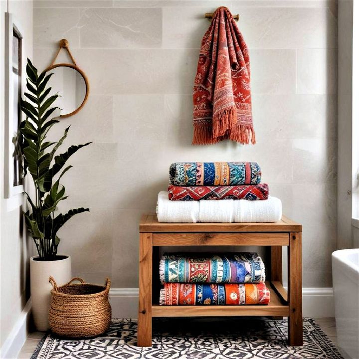 cozy decorative towels for boho bathroom
