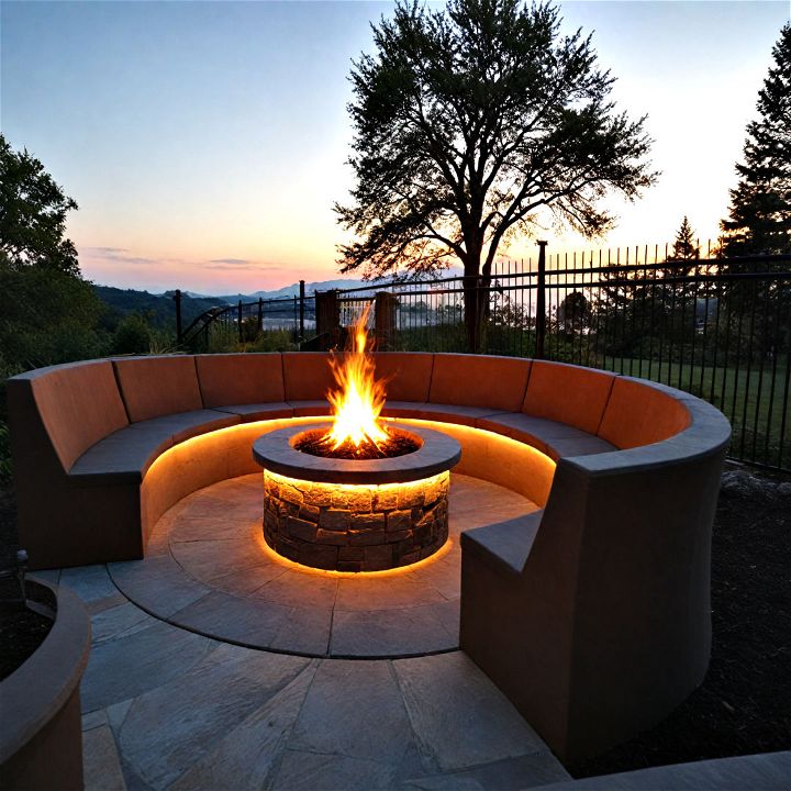 cozy fire pit lighting for deck
