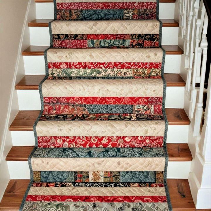 cozy quilted runner for stair