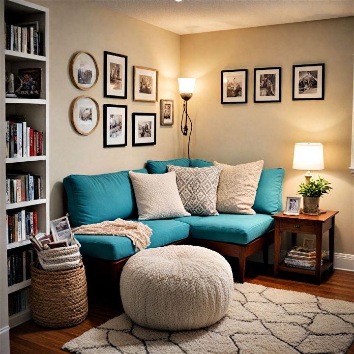 cozy reading nook for basement bedroom