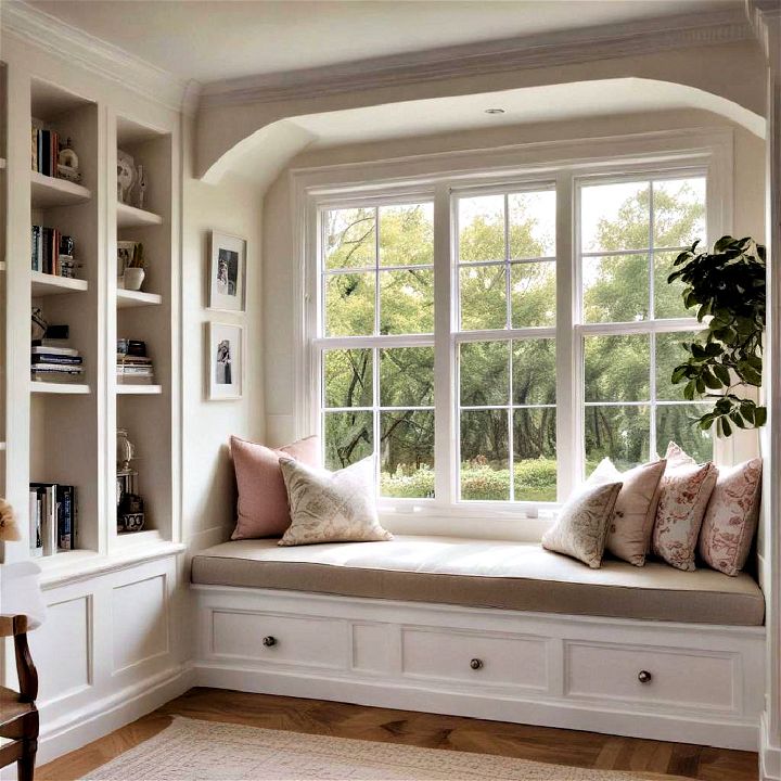 cozy window seat for reading or relaxing