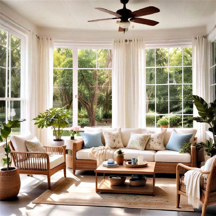 create a breezy summer lounge in your sunroom