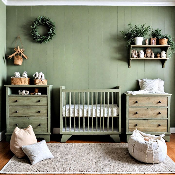 create a cozy farmhouse flair with sage wood finishes