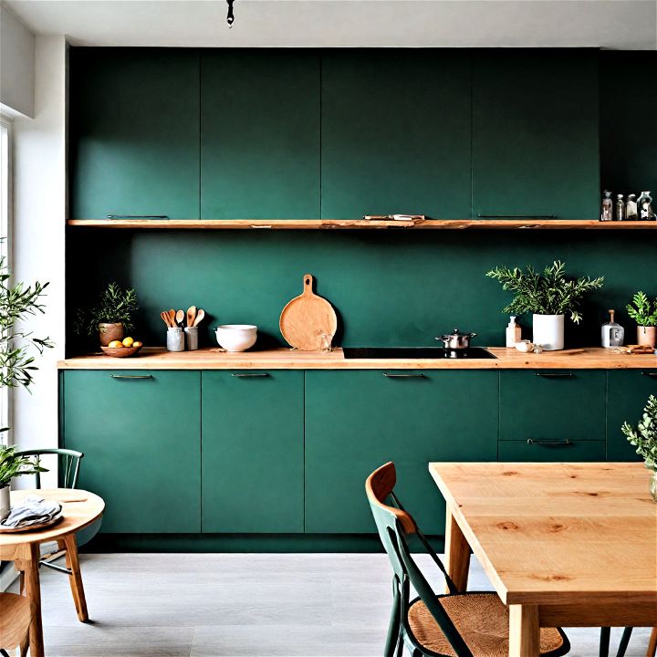create a cozy pine green scandinavian cabinets