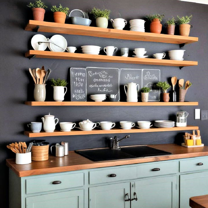 creative chalkboard backed shelves