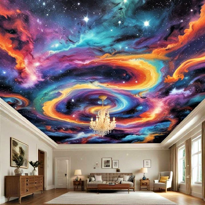 creative cosmic swirls ceiling wallpaper