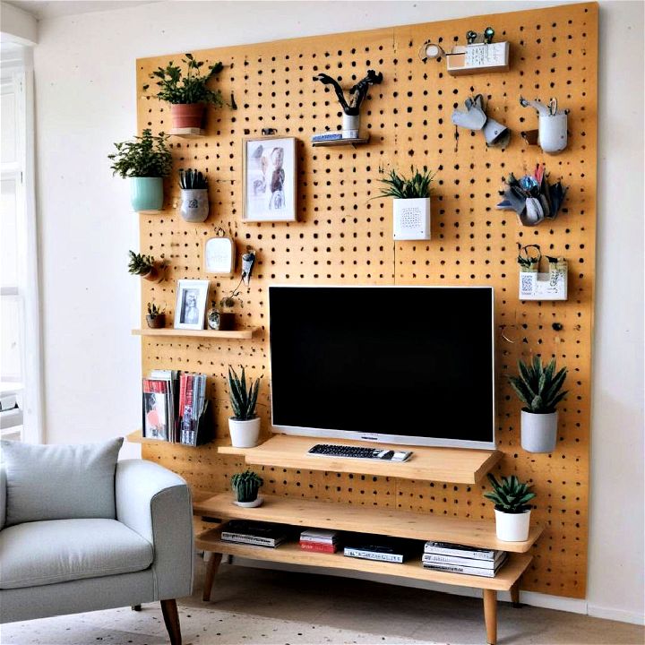 customizable pegboard for living room