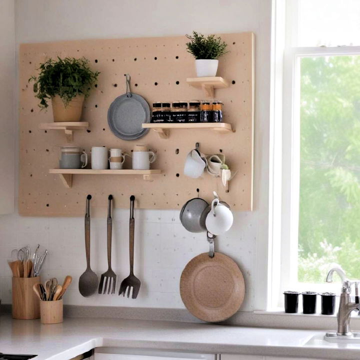 customizable pegboard shelves for storage