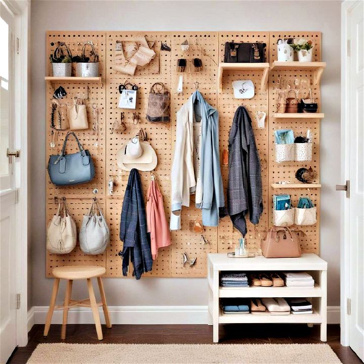 customizable pegboard storage options in your dressing area