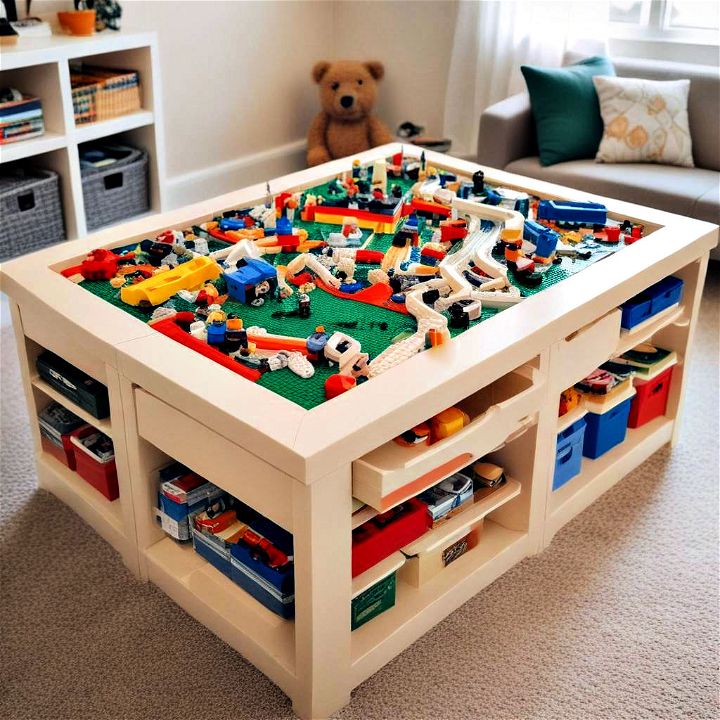 customized lego table to stash your bricks