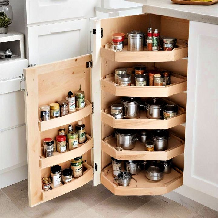 customized shelving solutions for blind corner cabinet