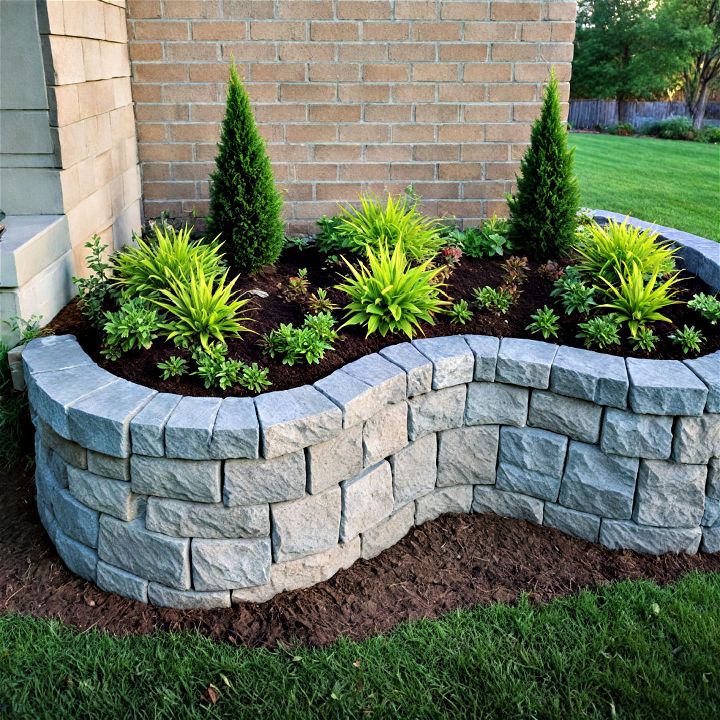 decorative block wall to add charm to a sloped garden