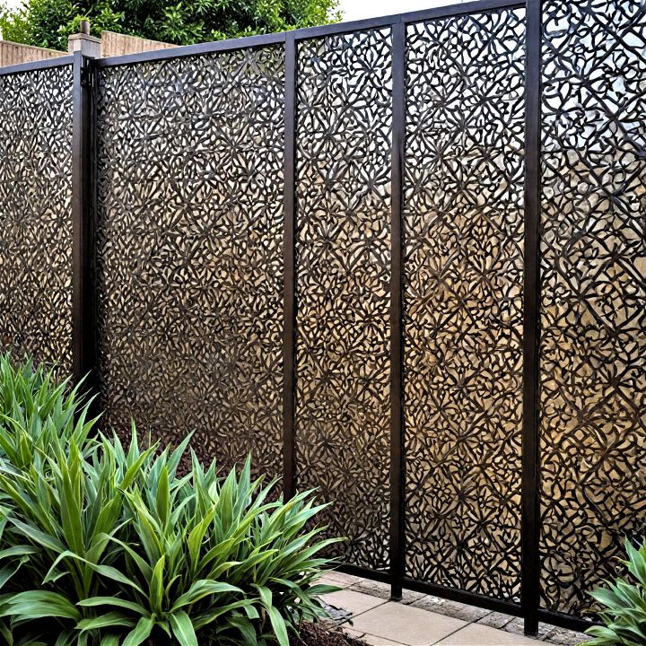 decorative & elegant metal panels for outdoor privacy