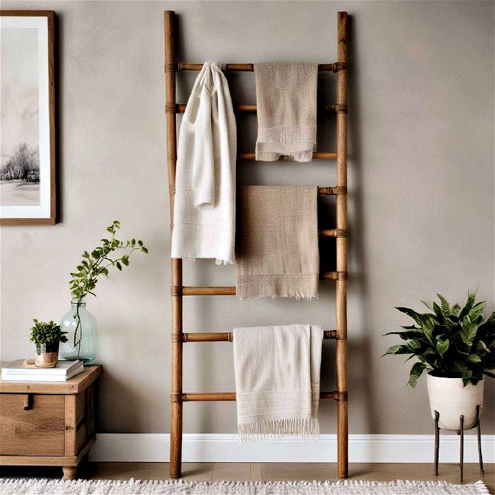 decorative ladder storage for a chic storage solution