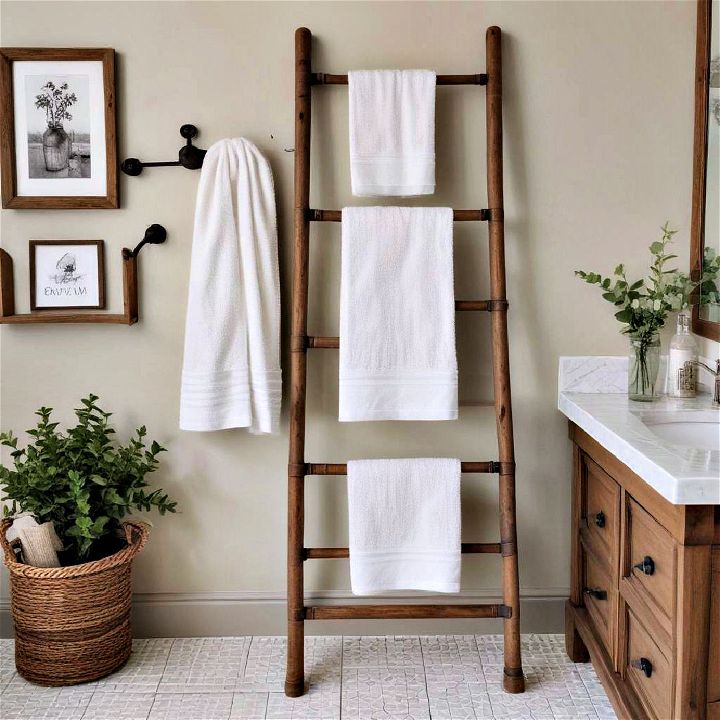 decorative ladder to display towels