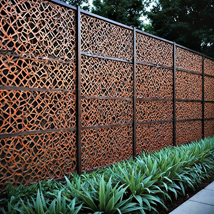 decorative metal panels to provide an artistic element to your front yard