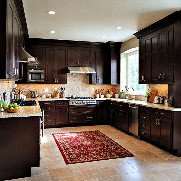 deep and rich chocolate brown kitchen cabinets