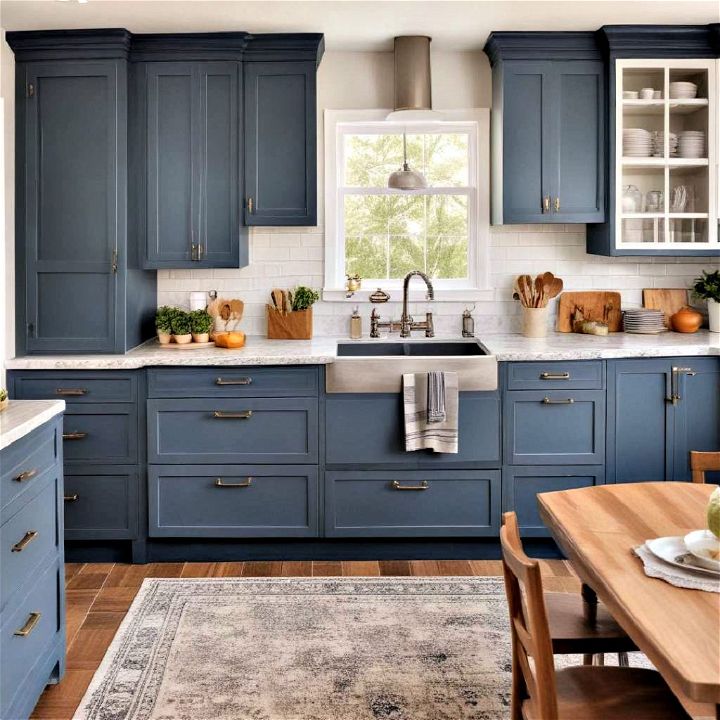 denim blue cabinets for comfortable feel