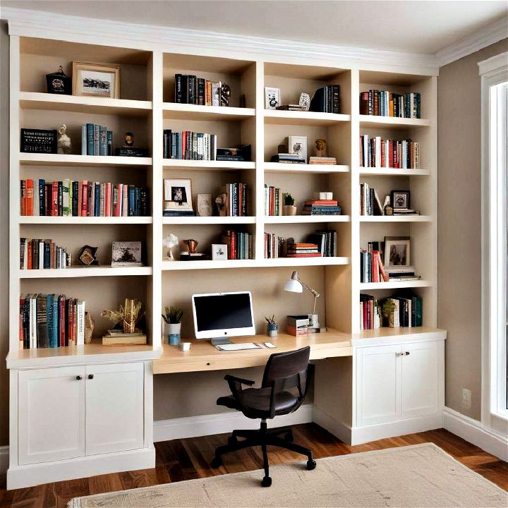 desk into a built in bookshelf