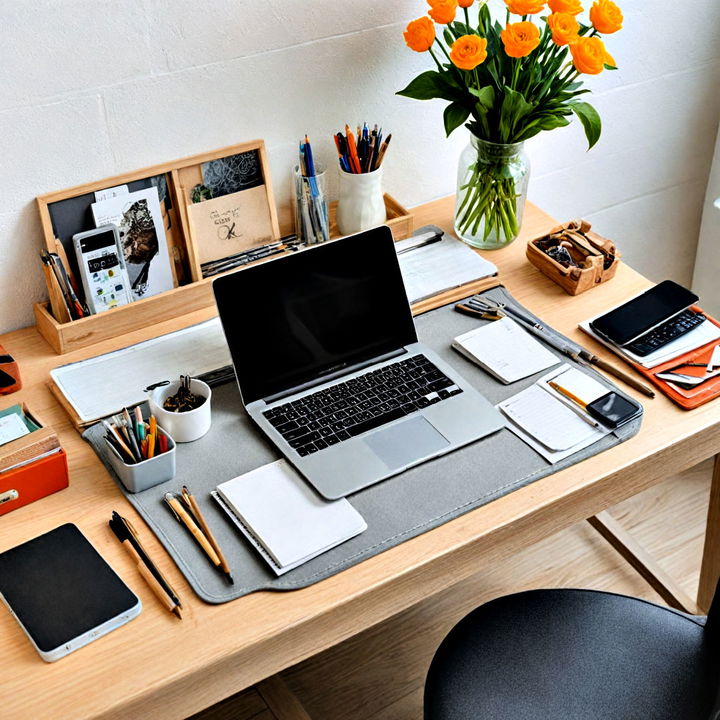 desk mat with organizer compartments