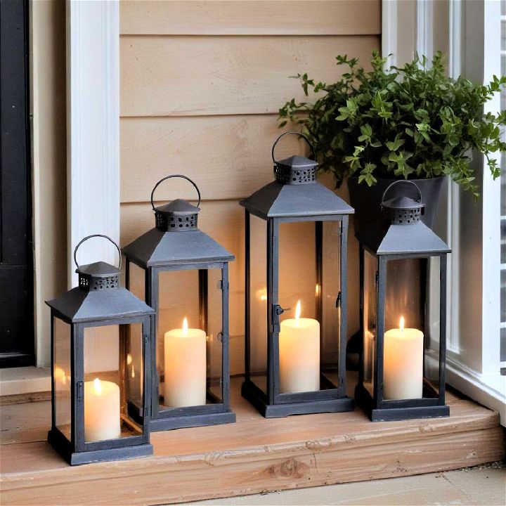 display small lanterns in porch