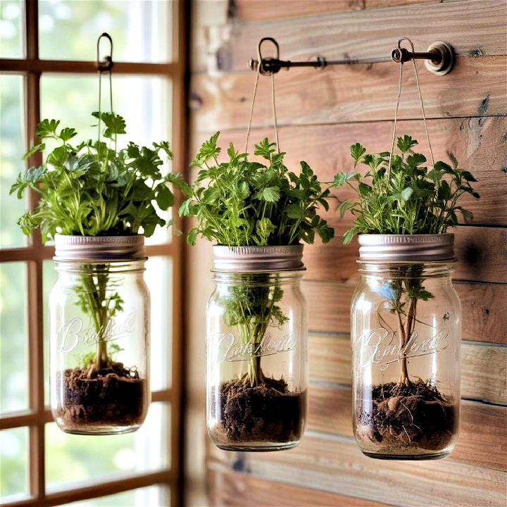 diy mason jar herb garden space saving solution