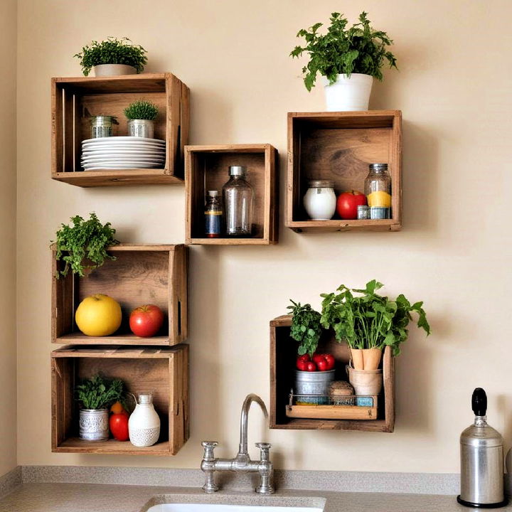 diy wooden crate shelves