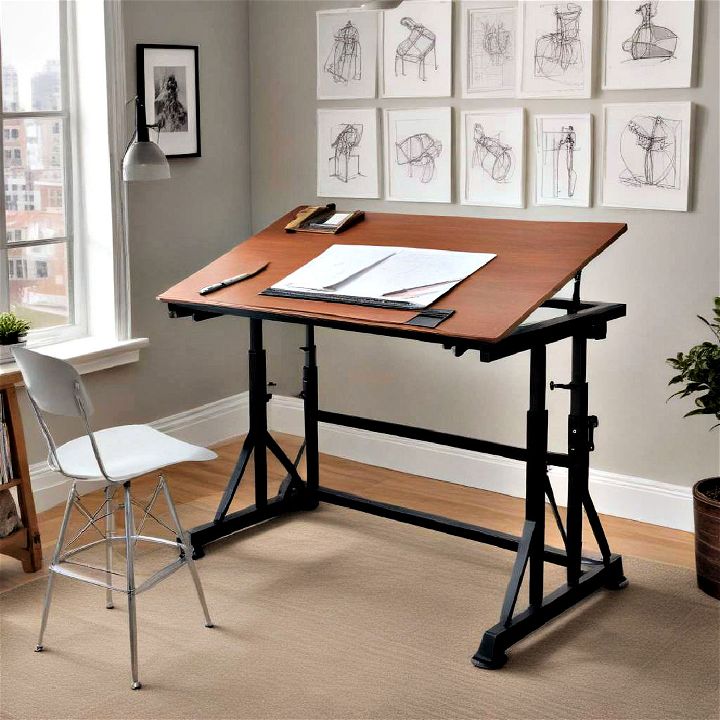drafting desk with its adjustable angled top