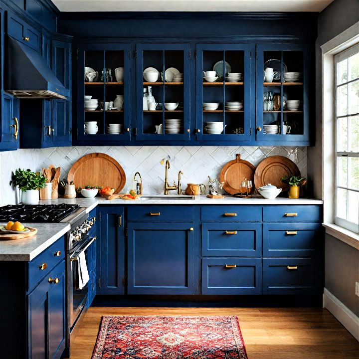 dramatic and impactful midnight blue cabinets