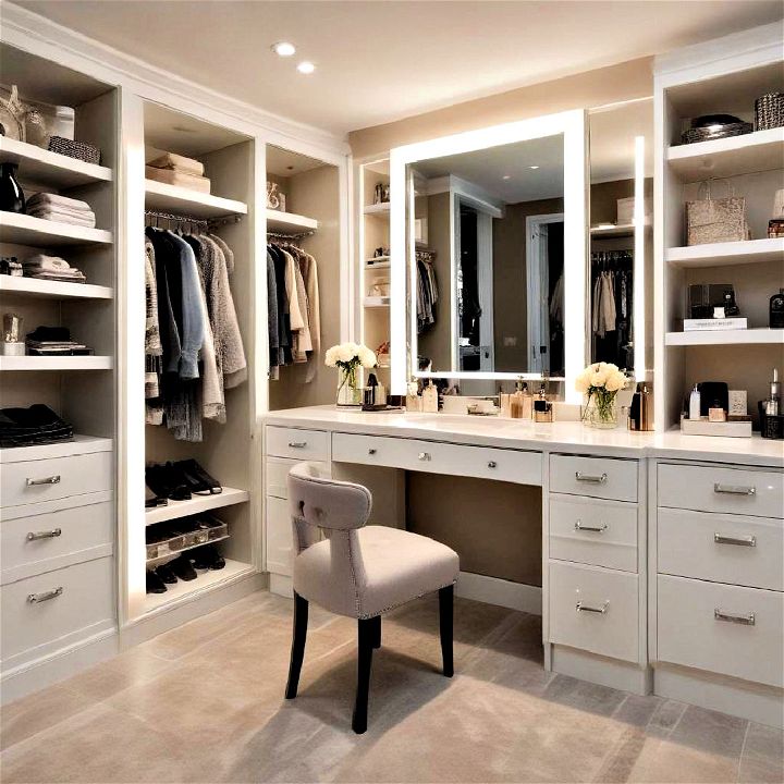 dressing area with accent lighting