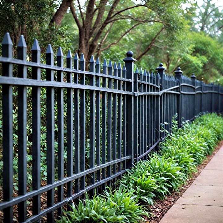 durable and sleek powder coated steel fence for front yard