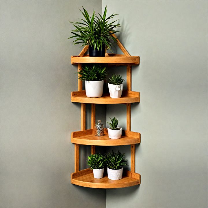 eco friendly bamboo corner shelf