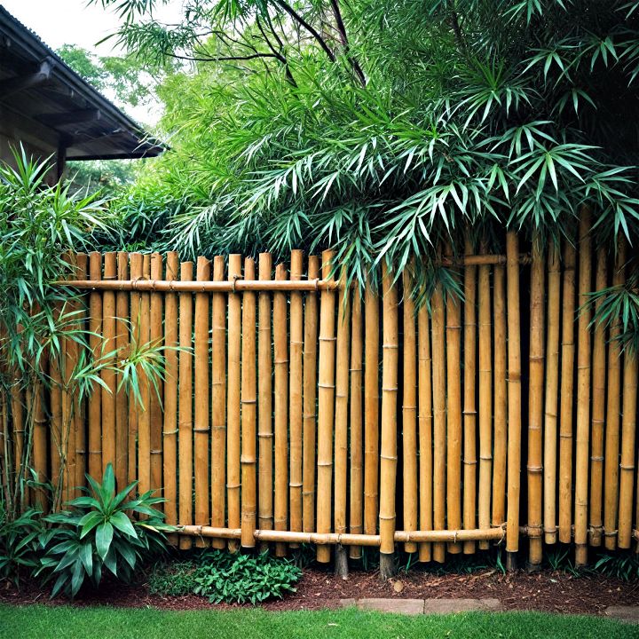 eco friendly bamboo fence for creating a tropical vibe in front yard