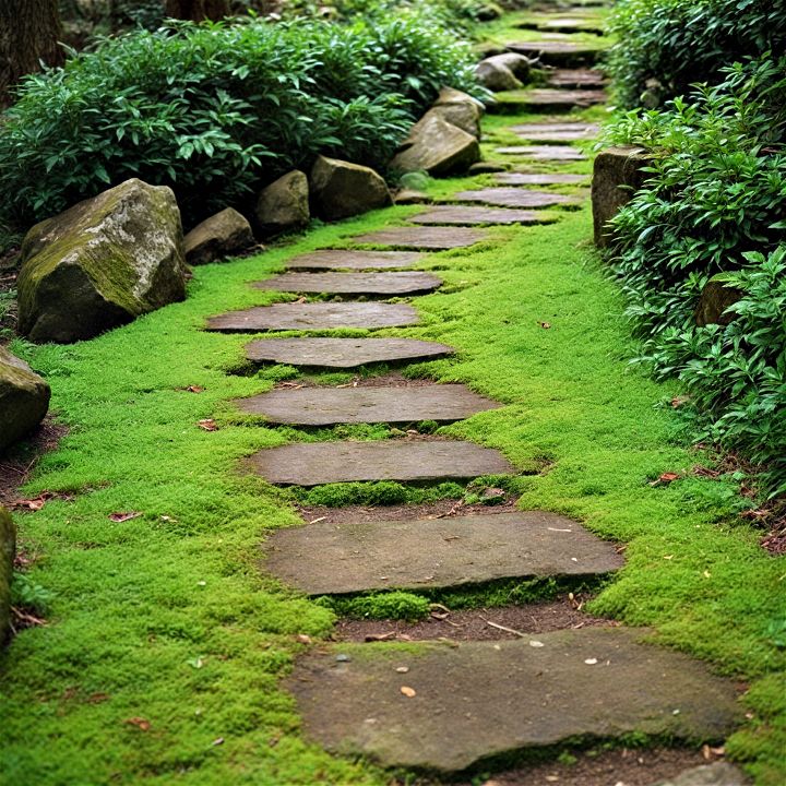 eco friendly moss path garden