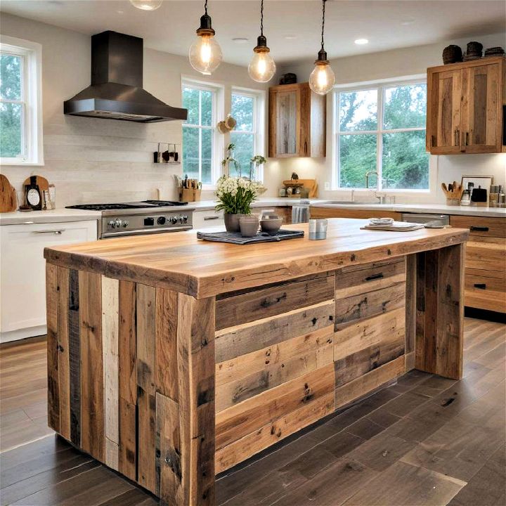 eco friendly reclaimed wood island panel