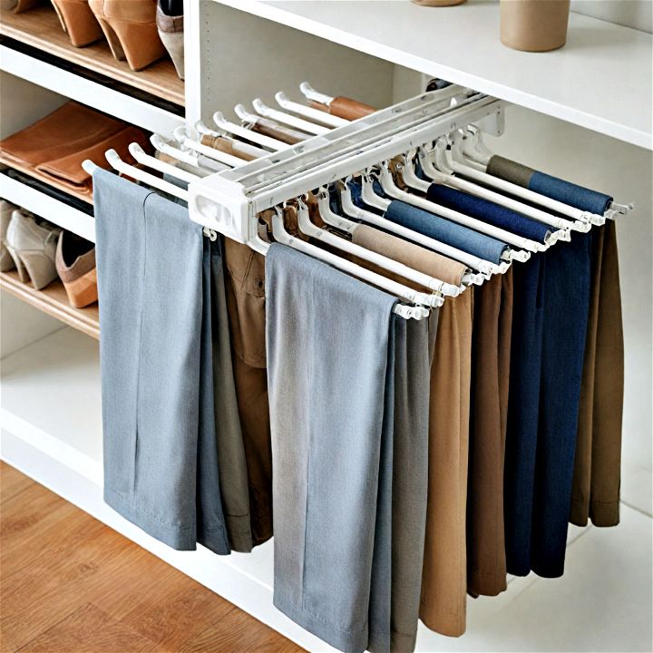 efficient and stylish pull out pants rack