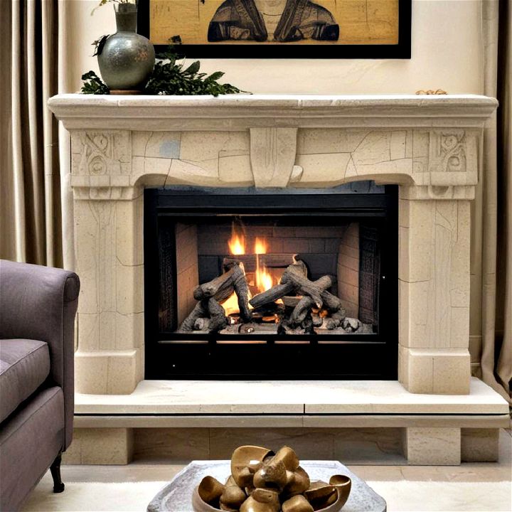 egyptian inspired tone fireplace