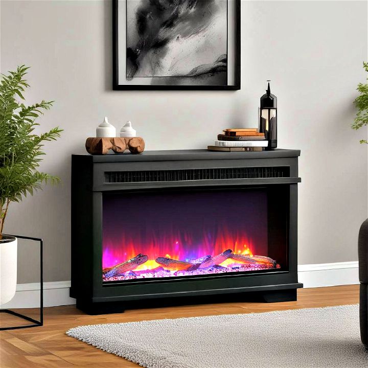 electric fireplace with multicolor flames