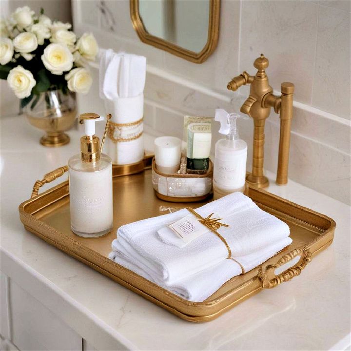 elegance gilded tray for bathroom