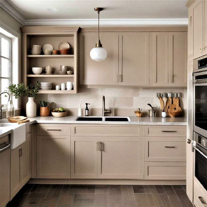 durable warm taupe kitchen cabinets